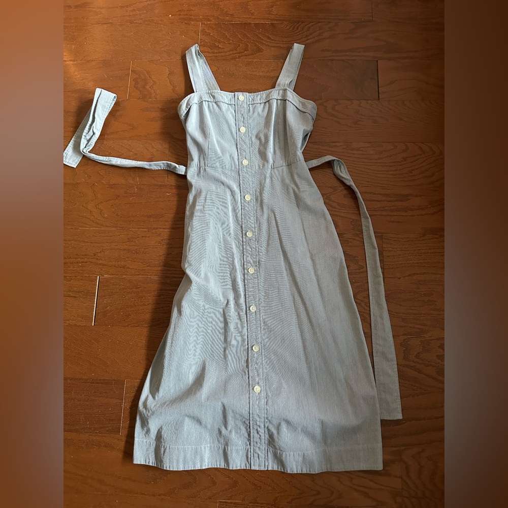 Everlane Light Blue Striped Button-Front Midi Dress